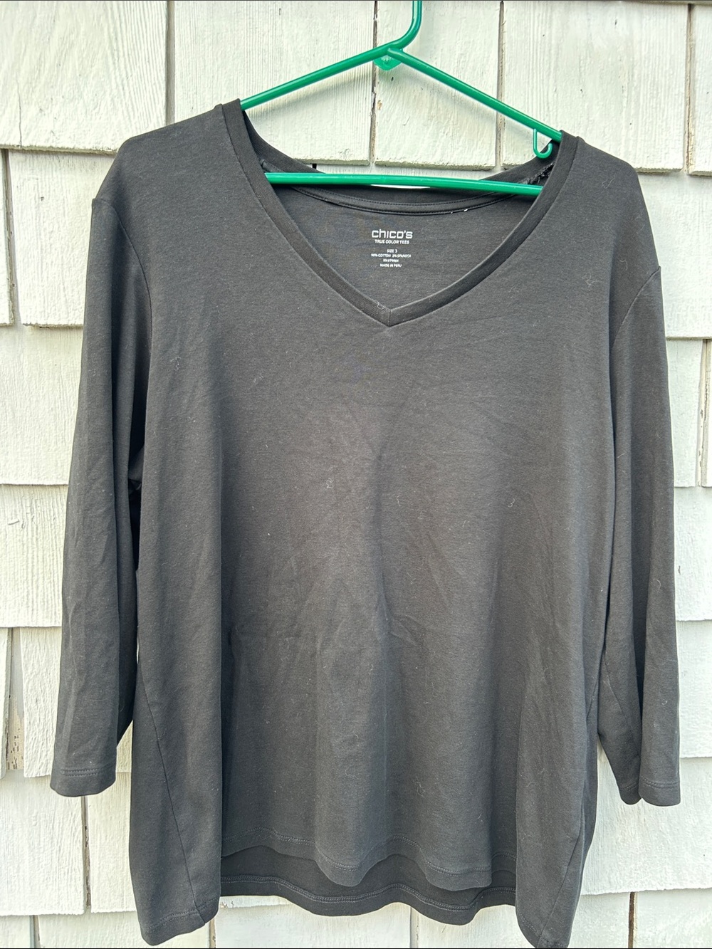 Chico's Black V-Neck Long Sleeve Top size 3- XL